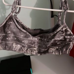 Grey crop top from fashion nova with music notes